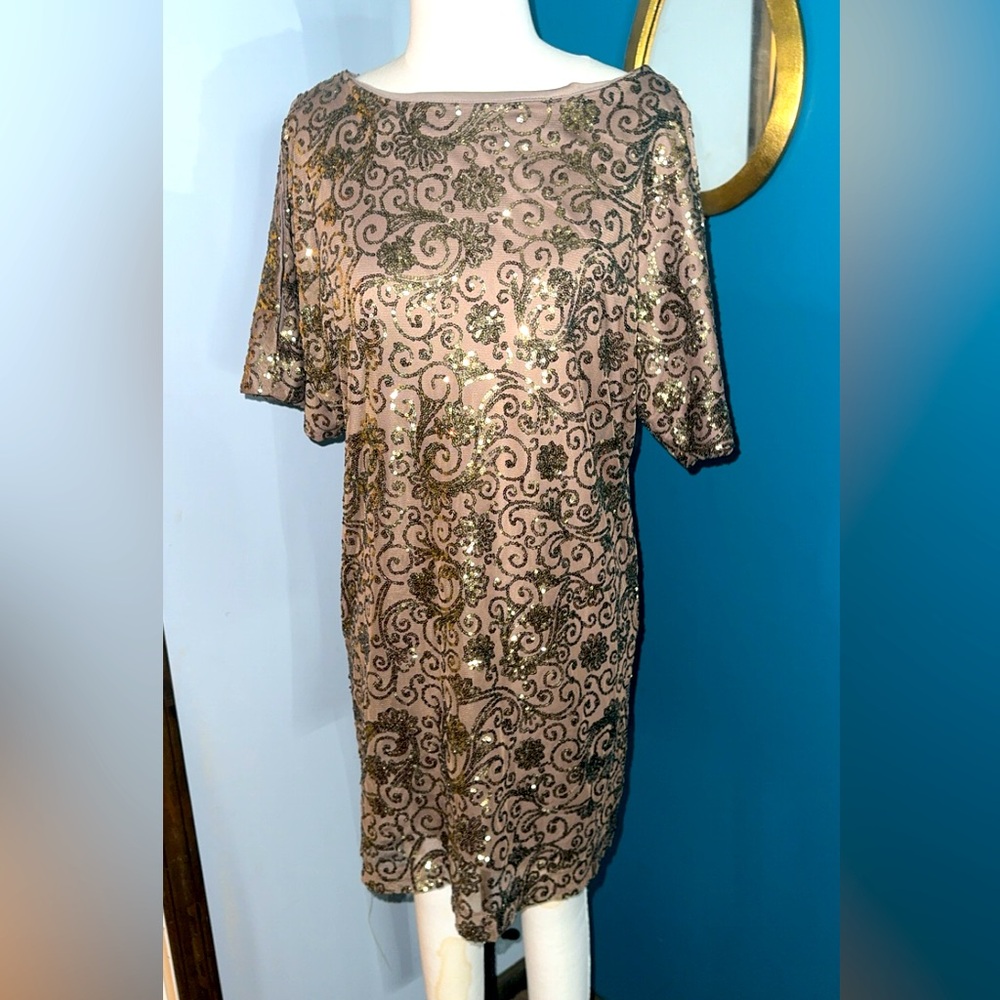 Scarlet nite taupe sequin dress size 6